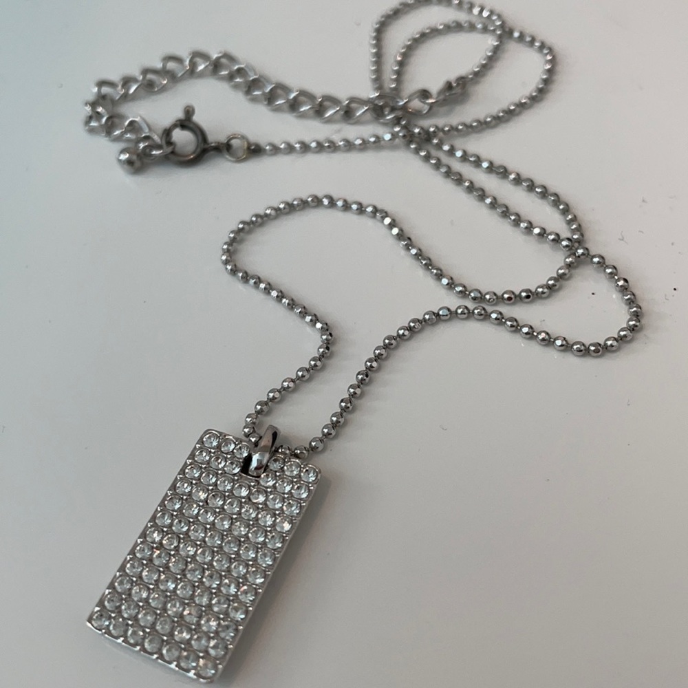 Vintage Rectangular Tiny Rhinestone Necklace - image 2